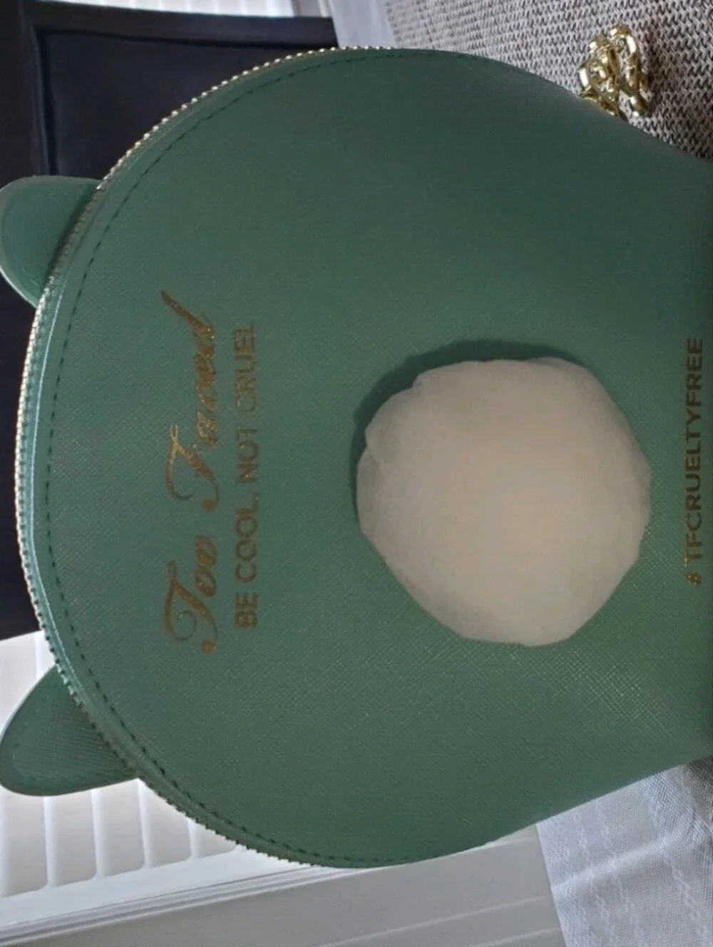TOO FACED Bunny Makeup Cosmetic Bag in Teal Brand New